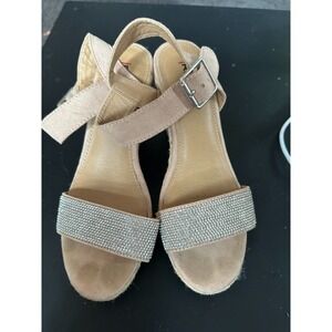 Rialto Beige Bling Wedge Heels in 6